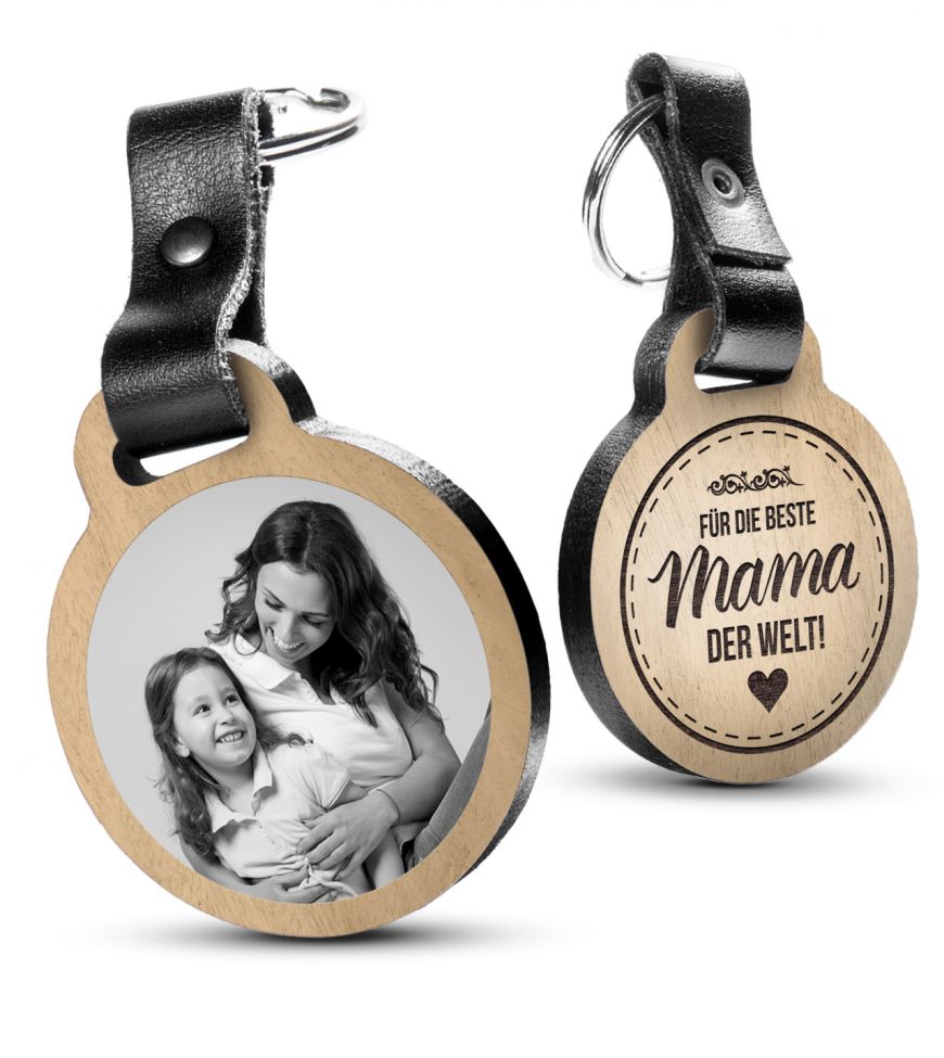 Schlüsselanhänger aus Holz mit Spruch Beste Mama der Welt = Geschenk Muttertag 