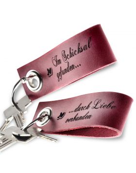 Gravierte Schlüsselanhänger aus Leder 2-teiliges Set | Bordeaux