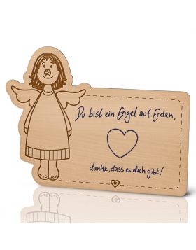 Lebenslicht Engelchen - Postkarte aus Holz zum selbst beschriften | Das ultimative Geschenk
