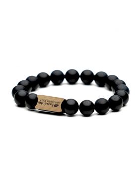 Armband mit Perlen aus Naturstein mit Holzanhänger | Black Pearl - „Die Leichtigkeit des Seins“