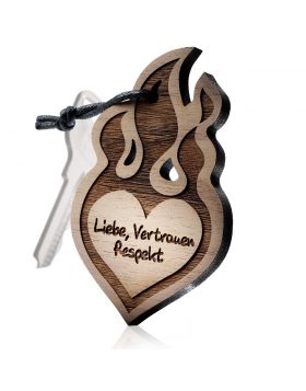 Schlüsselanhänger aus Holz Modell: BURNING HEART